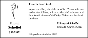 Traueranzeige von Dieter Scheffel von vrm-trauer