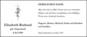 Traueranzeige von Elisabeth Ruthard von vrm-trauer