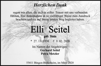Traueranzeige von Elli Seitel von vrm-trauer