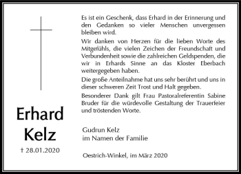 Traueranzeige von Erhard Kelz von vrm-trauer