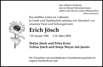 Traueranzeige von Erich Jösch von vrm-trauer