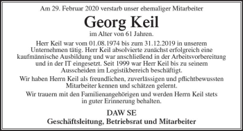 Traueranzeige von Georg Keil von vrm-trauer