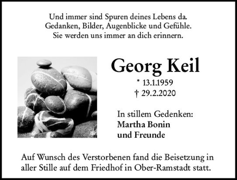  Traueranzeige für Georg Keil vom 14.03.2020 aus vrm-trauer