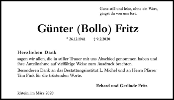 Traueranzeige von Günter Fritz von vrm-trauer