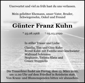 Traueranzeige von Günter Franz Kuhn von vrm-trauer