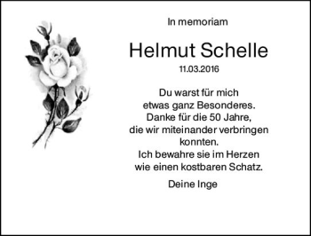 Traueranzeige von Helmut Schelle von vrm-trauer