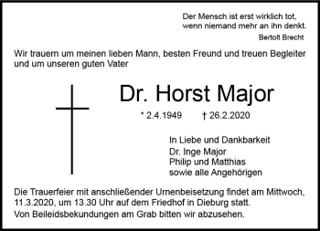 Traueranzeige von Horst Major von vrm-trauer