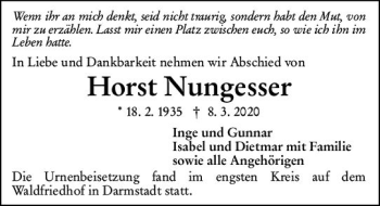 Traueranzeige von Horst Nungesser von vrm-trauer