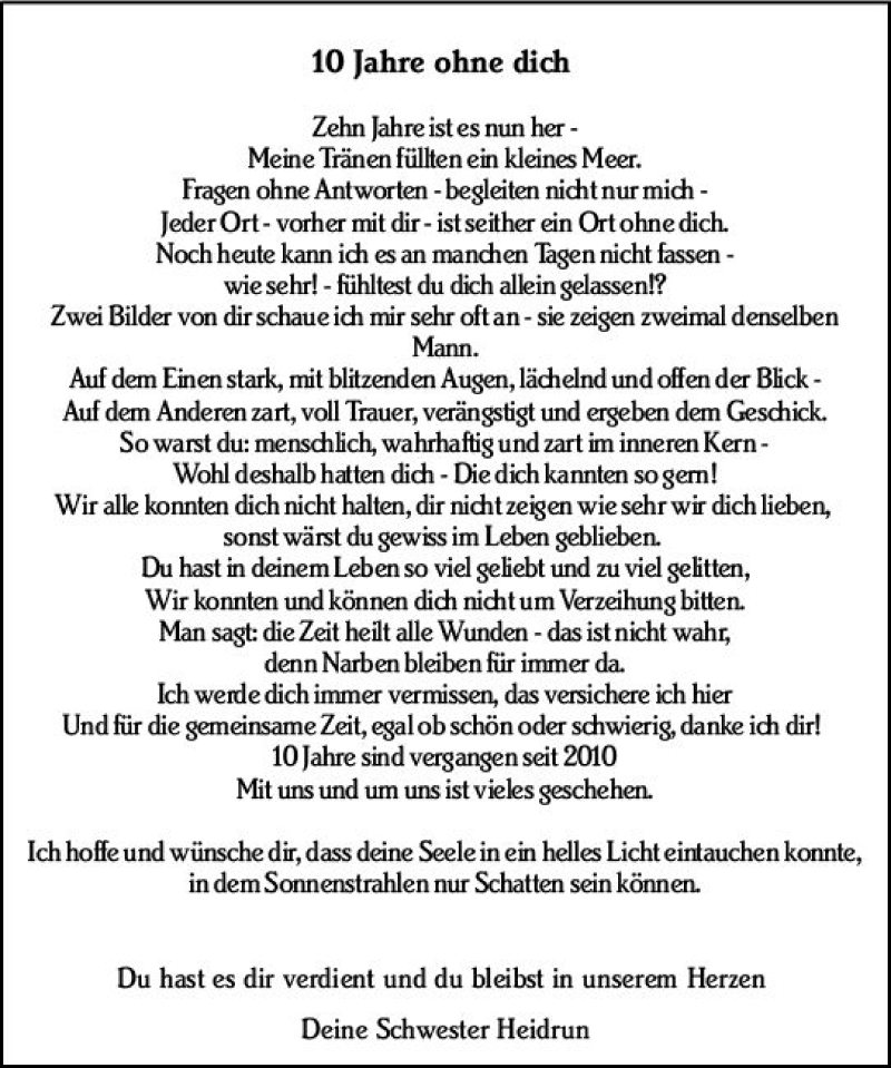  Traueranzeige für In Gedenken  vom 26.03.2020 aus vrm-trauer