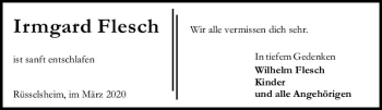 Traueranzeige von Irmgard Flesch von vrm-trauer