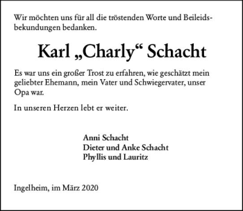 Traueranzeige von Karl Schacht von vrm-trauer