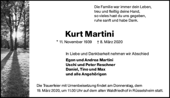 Traueranzeige von Kurt Martini von vrm-trauer