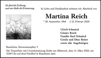 Traueranzeige von Martina Reich von vrm-trauer