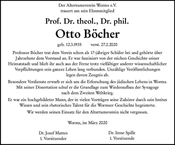 Traueranzeige von Otto Böcher von vrm-trauer
