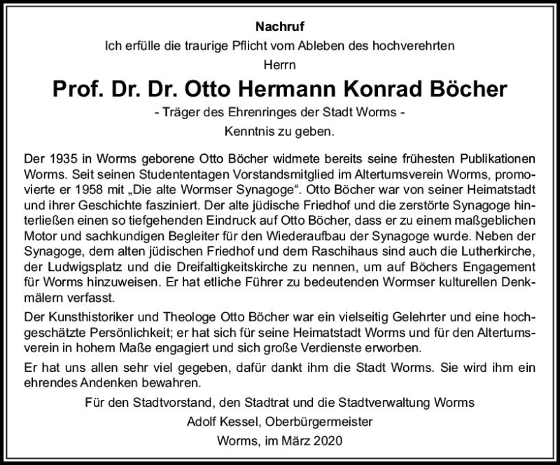  Traueranzeige für Otto Hermann Konrad Böcher vom 05.03.2020 aus vrm-trauer