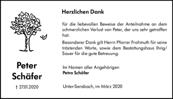 Traueranzeige von Peter Schäfer von vrm-trauer