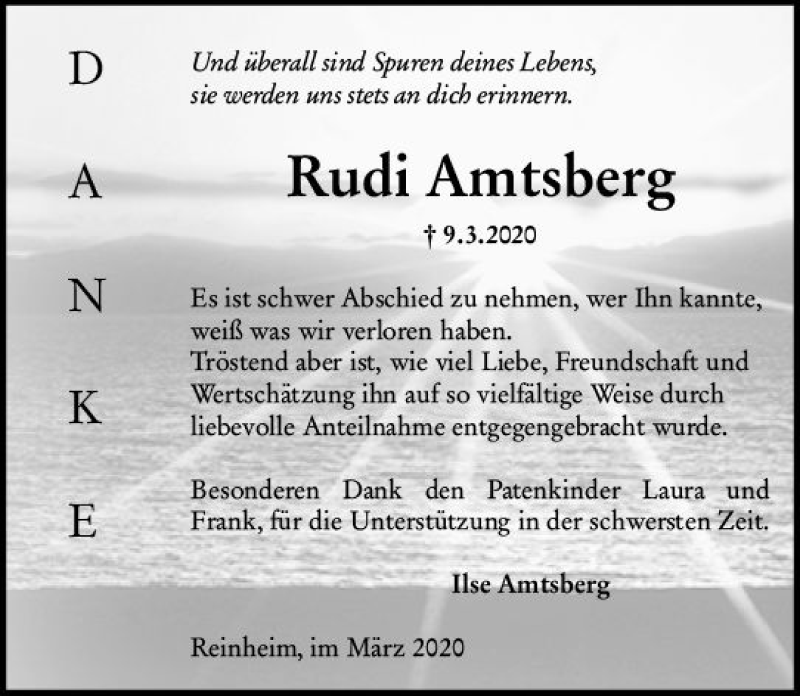  Traueranzeige für Rudi Amtsberg vom 28.03.2020 aus vrm-trauer