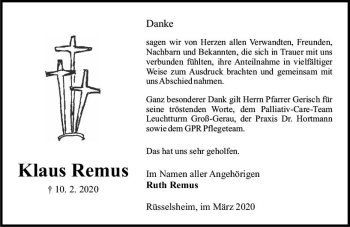 Traueranzeige von Ruth Remus von vrm-trauer