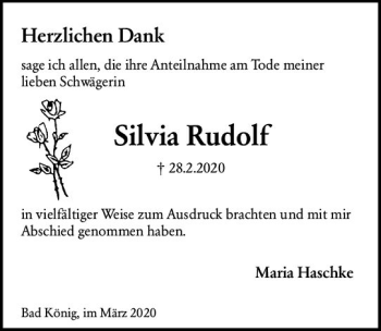 Traueranzeige von Silvia Rudolf von vrm-trauer