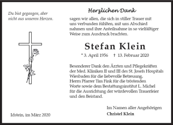 Traueranzeige von Stefan Klein von vrm-trauer