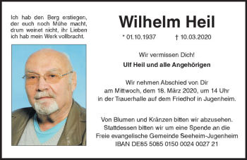 Traueranzeige von Wilhelm Heil von vrm-trauer