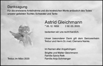 Traueranzeige von Astrid Gleichmann von vrm-trauer