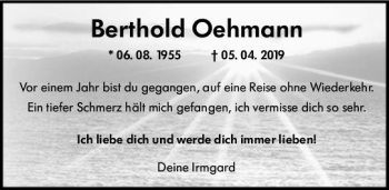 Traueranzeige von Berthold Oehmann von vrm-trauer
