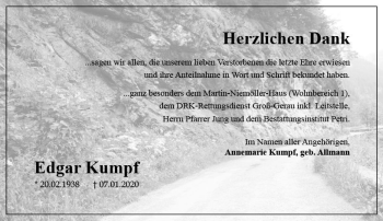 Traueranzeige von Edgar Kumpf von vrm-trauer