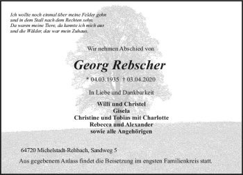 Traueranzeige von Georg Rebscher von vrm-trauer