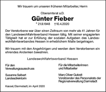 Traueranzeige von Günter Fieber von vrm-trauer
