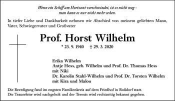 Traueranzeige von Horst Wilhelm von vrm-trauer