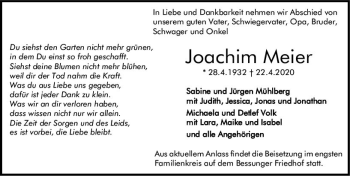 Traueranzeige von Joachim Meier von vrm-trauer