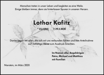Traueranzeige von Lothar Kafitz von vrm-trauer