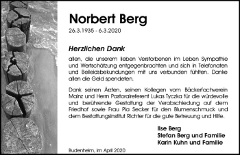 Traueranzeige von Norbert Berg von vrm-trauer