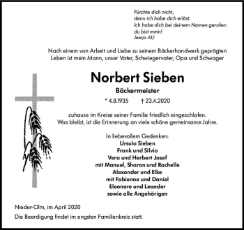 Traueranzeige von Norbert Sieben von vrm-trauer