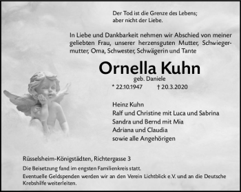 Traueranzeige von Ornella Kuhn von vrm-trauer
