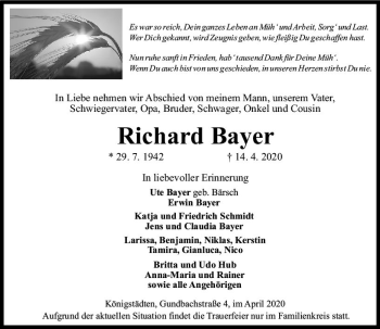 Traueranzeige von Richard Bayer von vrm-trauer