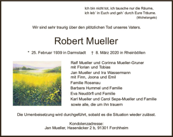 Traueranzeige von Robert Mueller von vrm-trauer