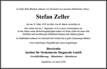Traueranzeige von Stefan Zeller von vrm-trauer