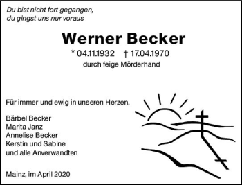 Traueranzeige von Werner Becker von vrm-trauer