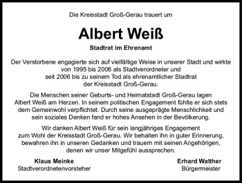 Traueranzeige von Albert Weiß von vrm-trauer