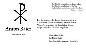 Traueranzeige von Anton Baier von vrm-trauer