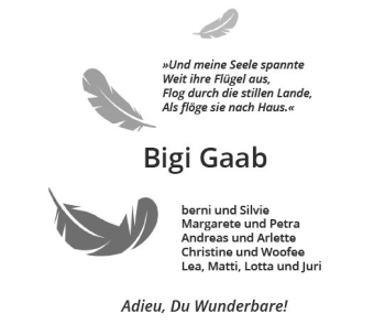 Traueranzeige von Bigi Gaab von vrm-trauer