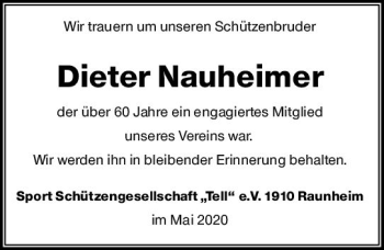 Traueranzeige von Dieter Nauheimer von vrm-trauer