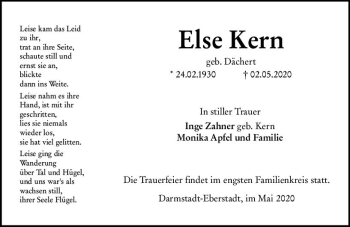 Traueranzeige von Else Kern von vrm-trauer
