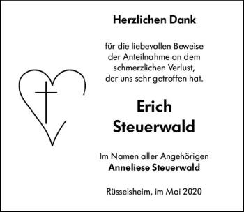 Traueranzeige von Erich Steuerwald von vrm-trauer