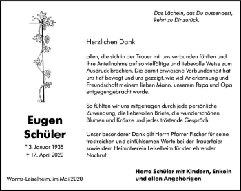 Traueranzeige von Eugen Schüler von vrm-trauer