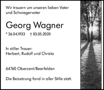 Traueranzeige von Georg Wagner von vrm-trauer