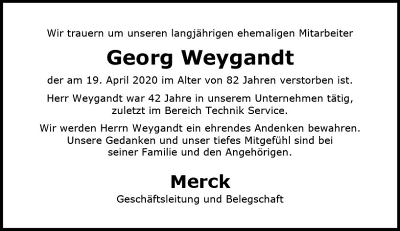  Traueranzeige für Georg Weygandt vom 08.05.2020 aus vrm-trauer