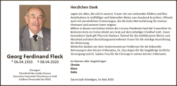 Traueranzeige von Georg Ferdinand Fleck von vrm-trauer
